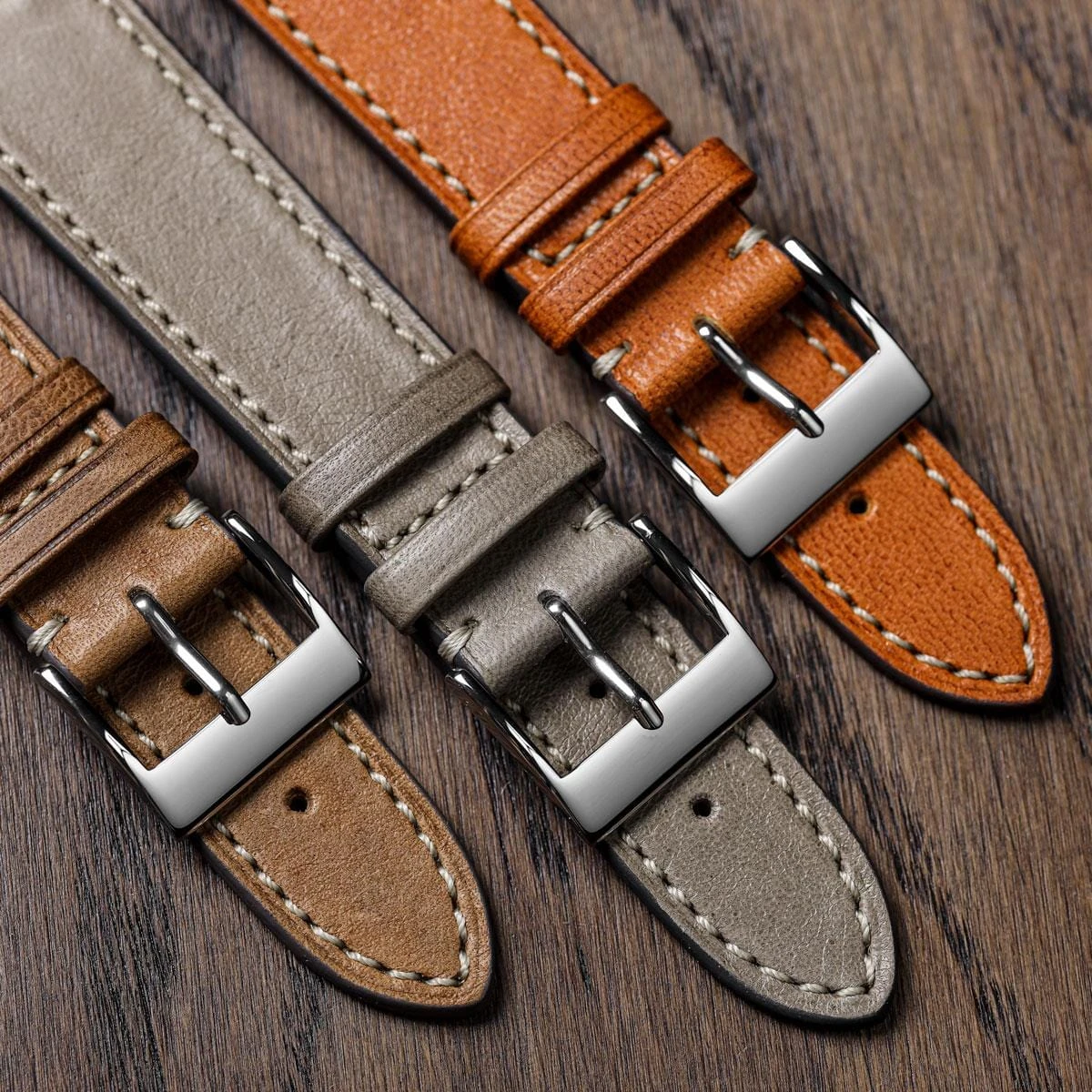 Leuven Cavallo Flat Handmade Horse Leather Watch Strap - Taupe - Image 3