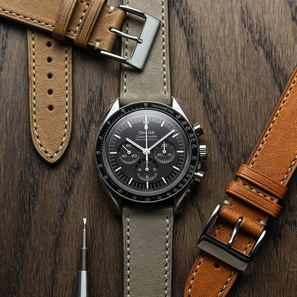 Leuven Cavallo Flat Handmade Horse Leather Watch Strap - Taupe - Image 2