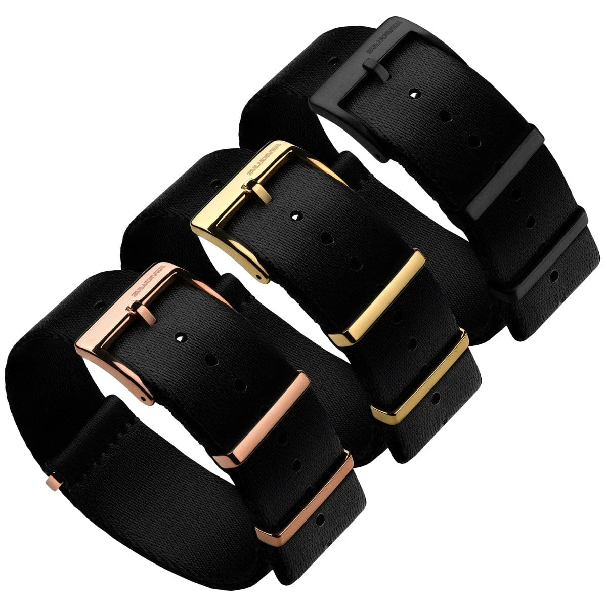 ZULUDIVER 1973 British Military Watch Strap: ARMOURED RECON - Military Black, IP Gold - Image 3