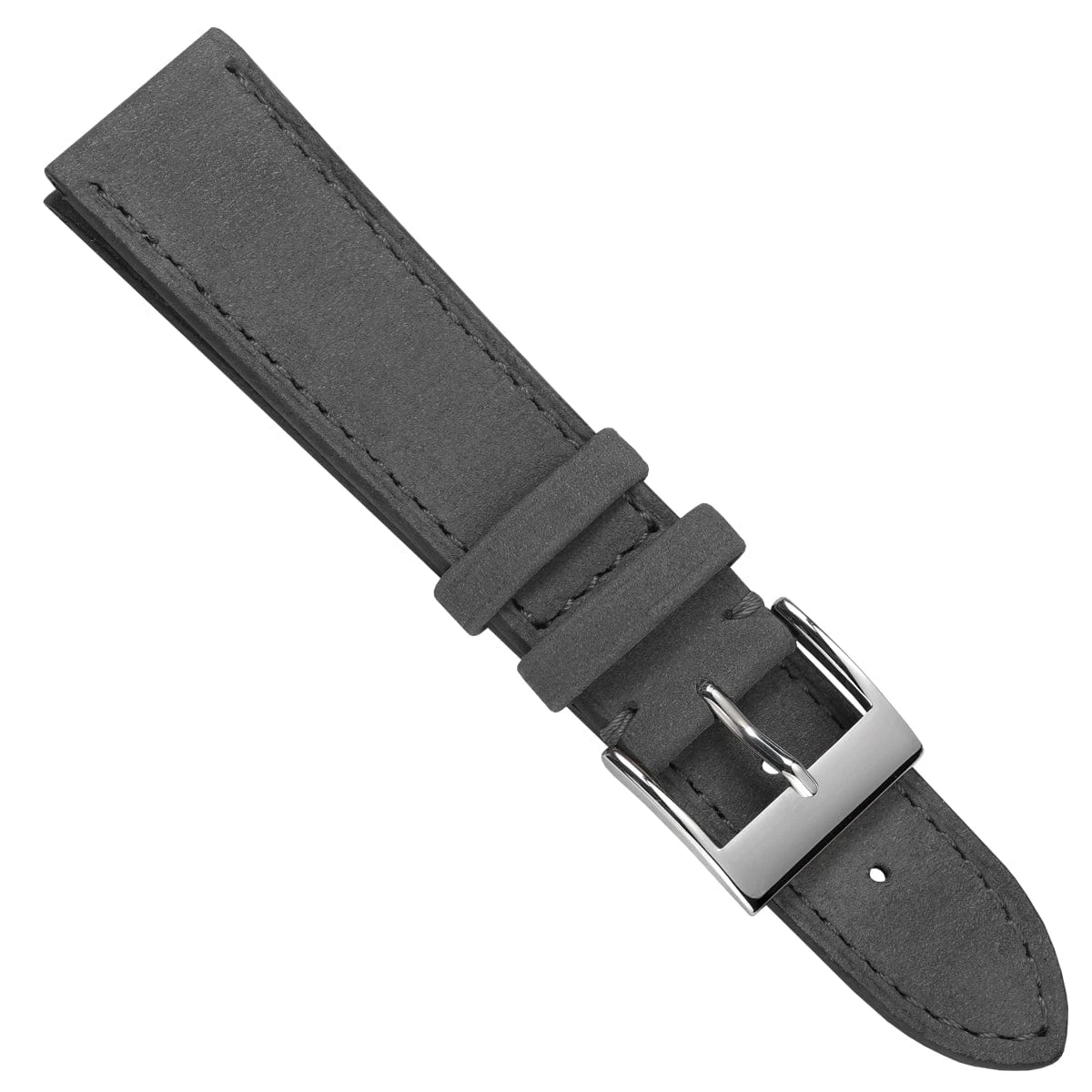 Mozet Flat Nubuck Handmade Leather Watch Strap - Grey - Image 4