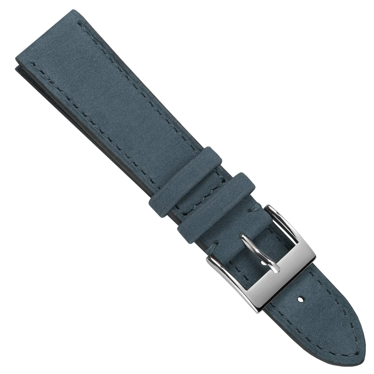 Mozet Flat Nubuck Handmade Leather Watch Strap - Jeans Blue - Image 4
