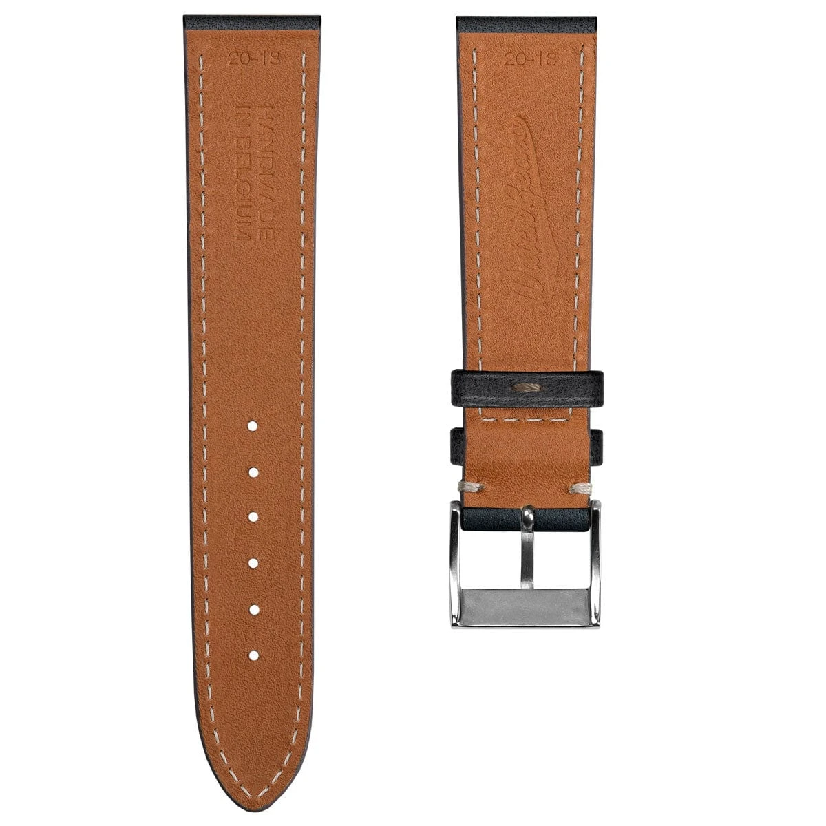 Ostend Baranil Flat Leather Watch Strap - Marine Blue - Image 3