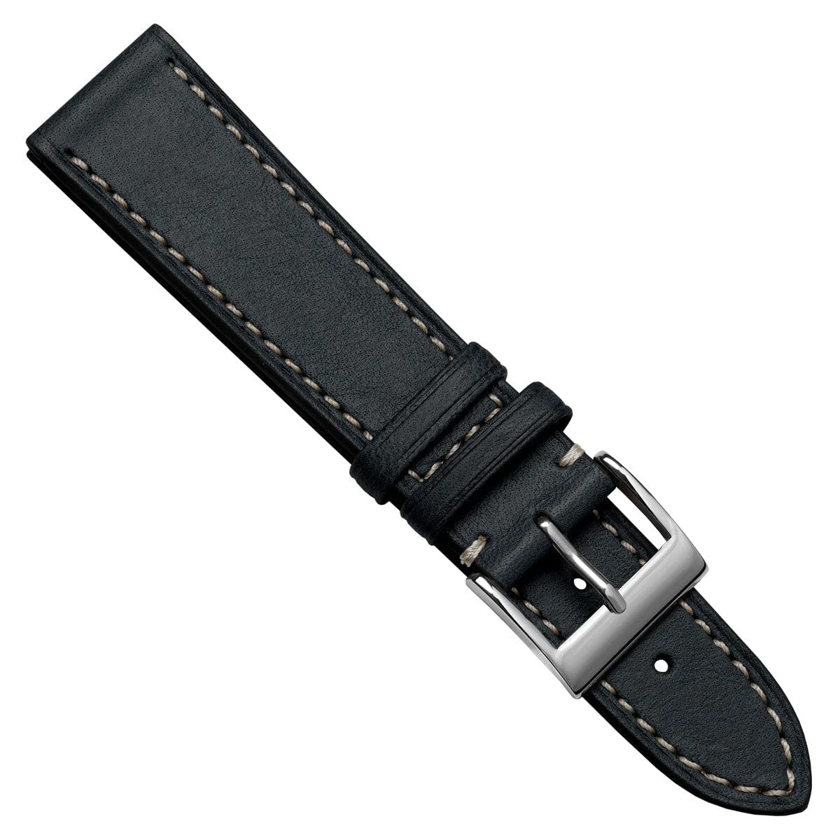 Ostend Baranil Flat Leather Watch Strap - Marine Blue - Image 4