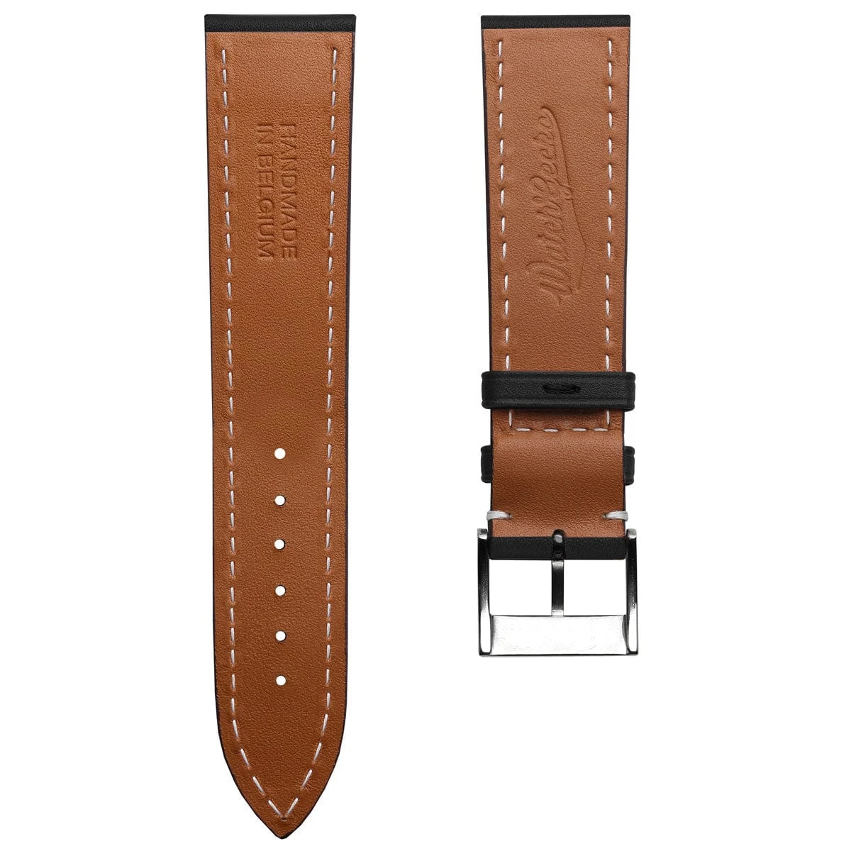 Ostend Thick Padded Leather Watch Strap - Baranil Black - Image 3