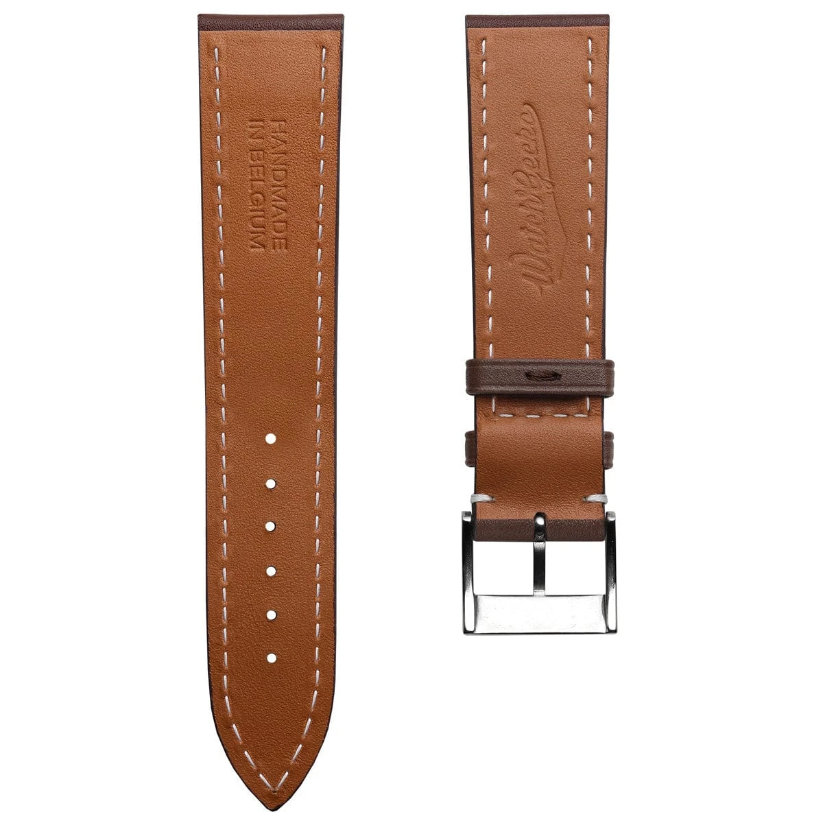 Ostend Thick Padded Leather Watch Strap - Baranil Chestnut - Image 3