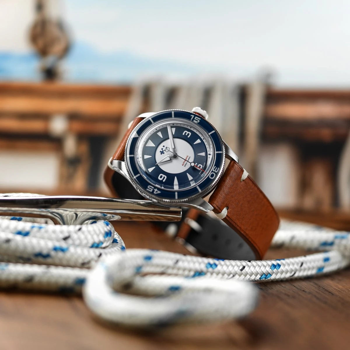 Overton Badalassi Carlo Minerva Box Leather V-Stitch Watch Strap - Coral - Image 3