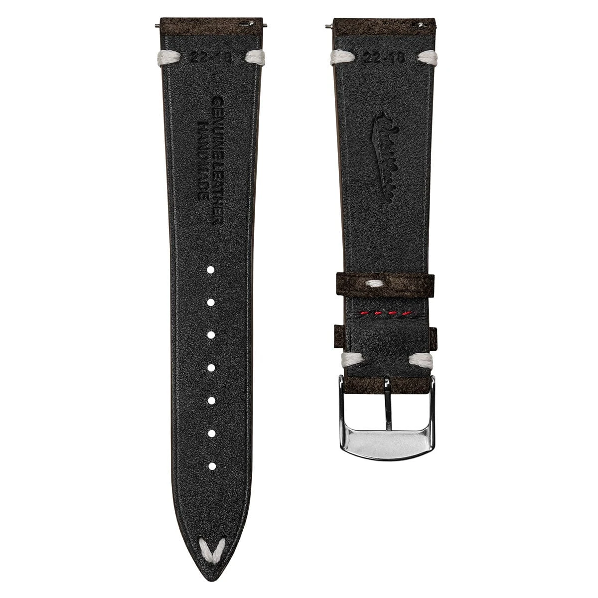 Overton Conceria Opera Suede V-Stitch Watch Strap - Dark Brown - Image 14