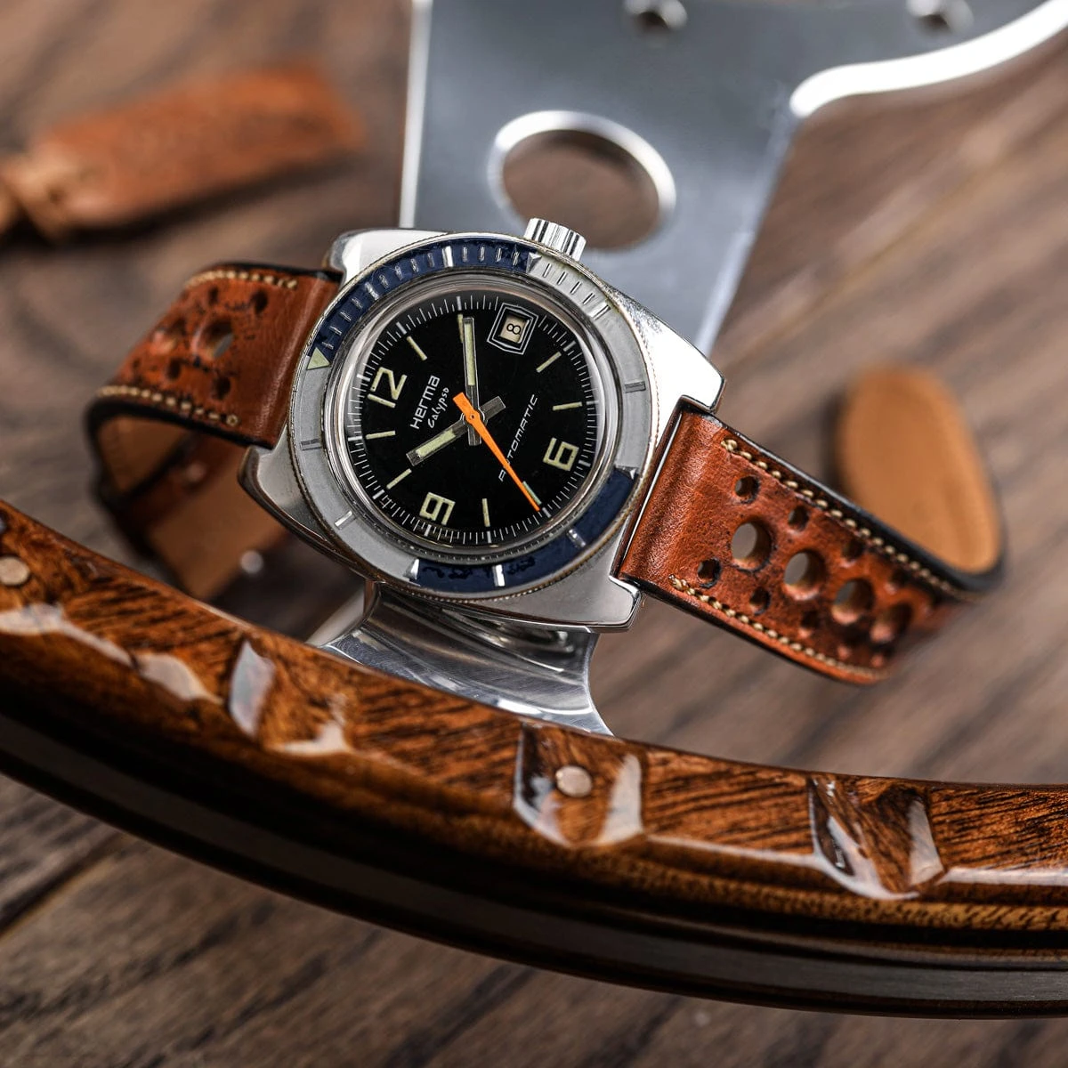 Radstock Racing Style Genuine Leather Watch Strap - Vintage Brown - Image 12