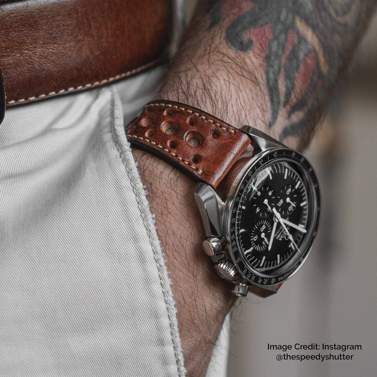 Radstock Racing Style Genuine Leather Watch Strap - Vintage Brown - Image 7