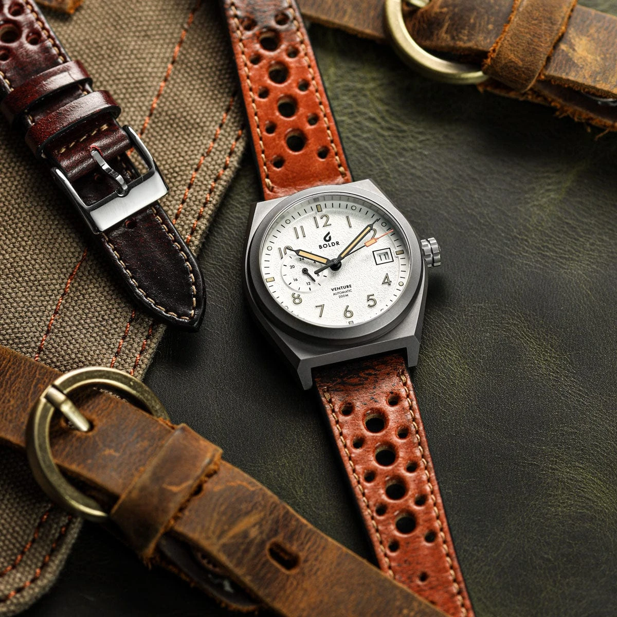 Radstock Racing Style Genuine Leather Watch Strap - Vintage Brown - Image 6