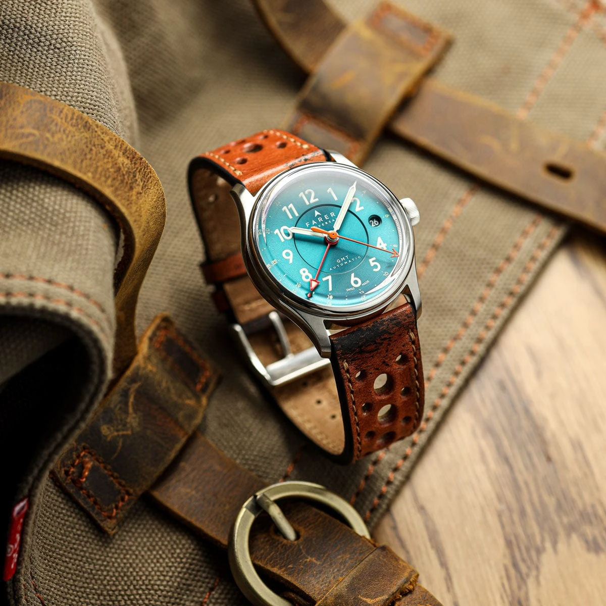 Radstock Racing Style Genuine Leather Watch Strap - Vintage Brown - Image 3