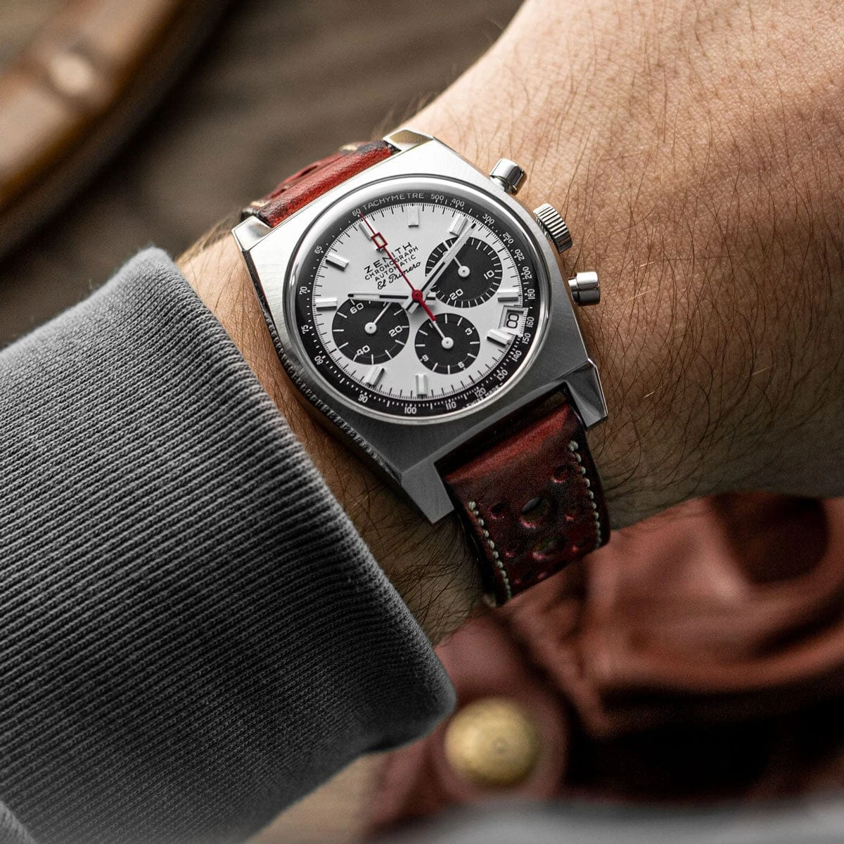 Radstock Racing Style Genuine Leather Watch Strap - Vintage Red - Image 2