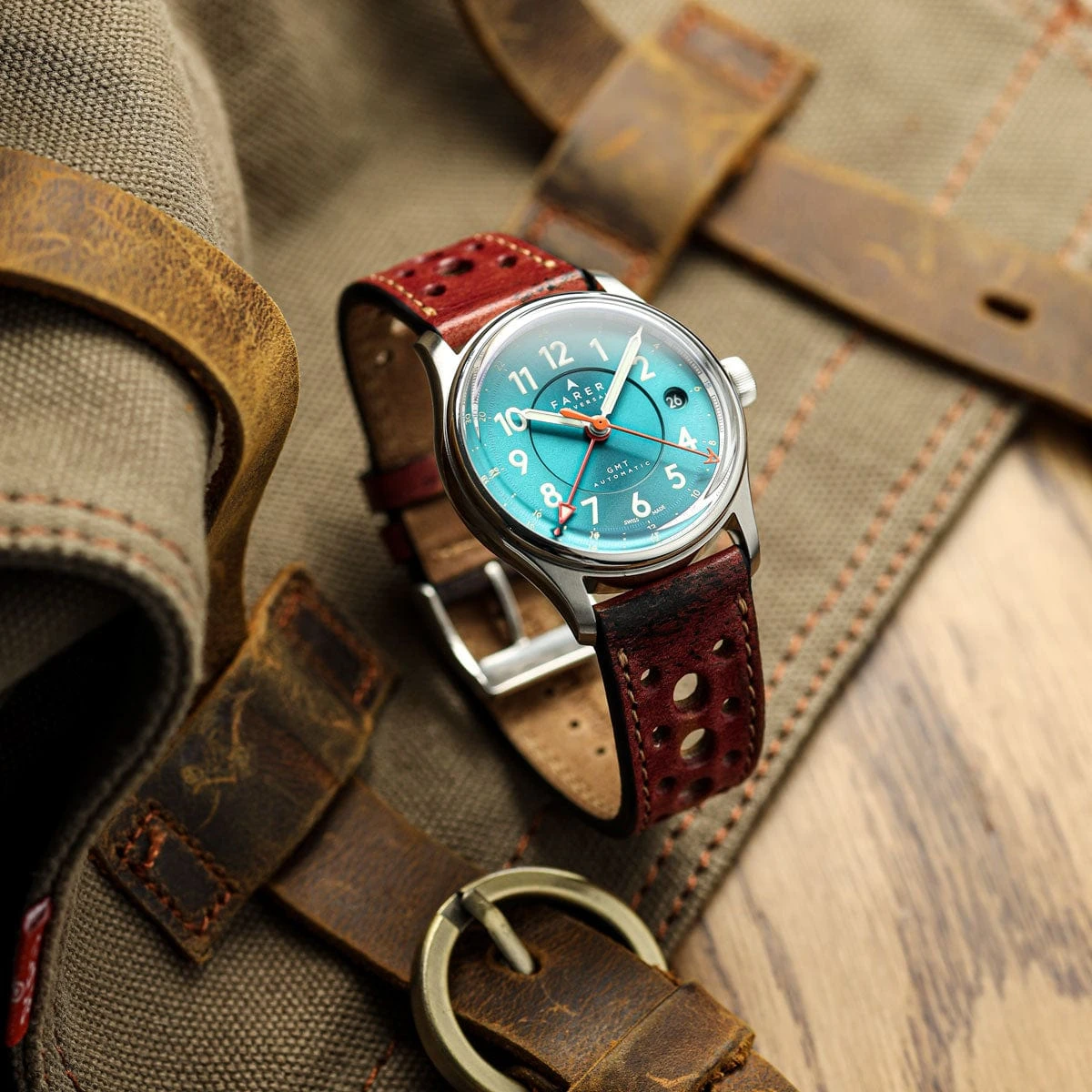 Radstock Racing Style Genuine Leather Watch Strap - Vintage Red - Image 6