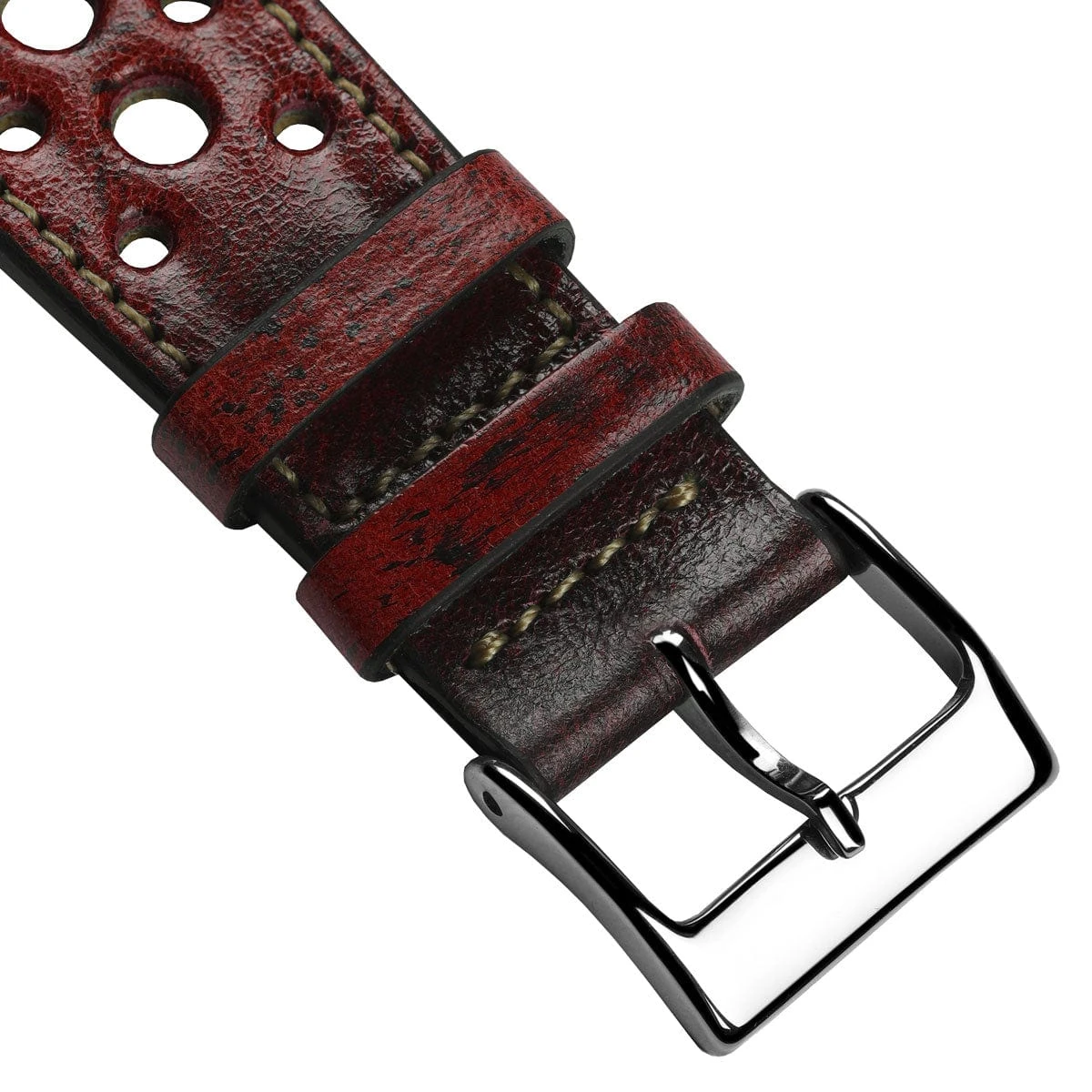 Radstock Racing Style Genuine Leather Watch Strap - Vintage Red - Image 9