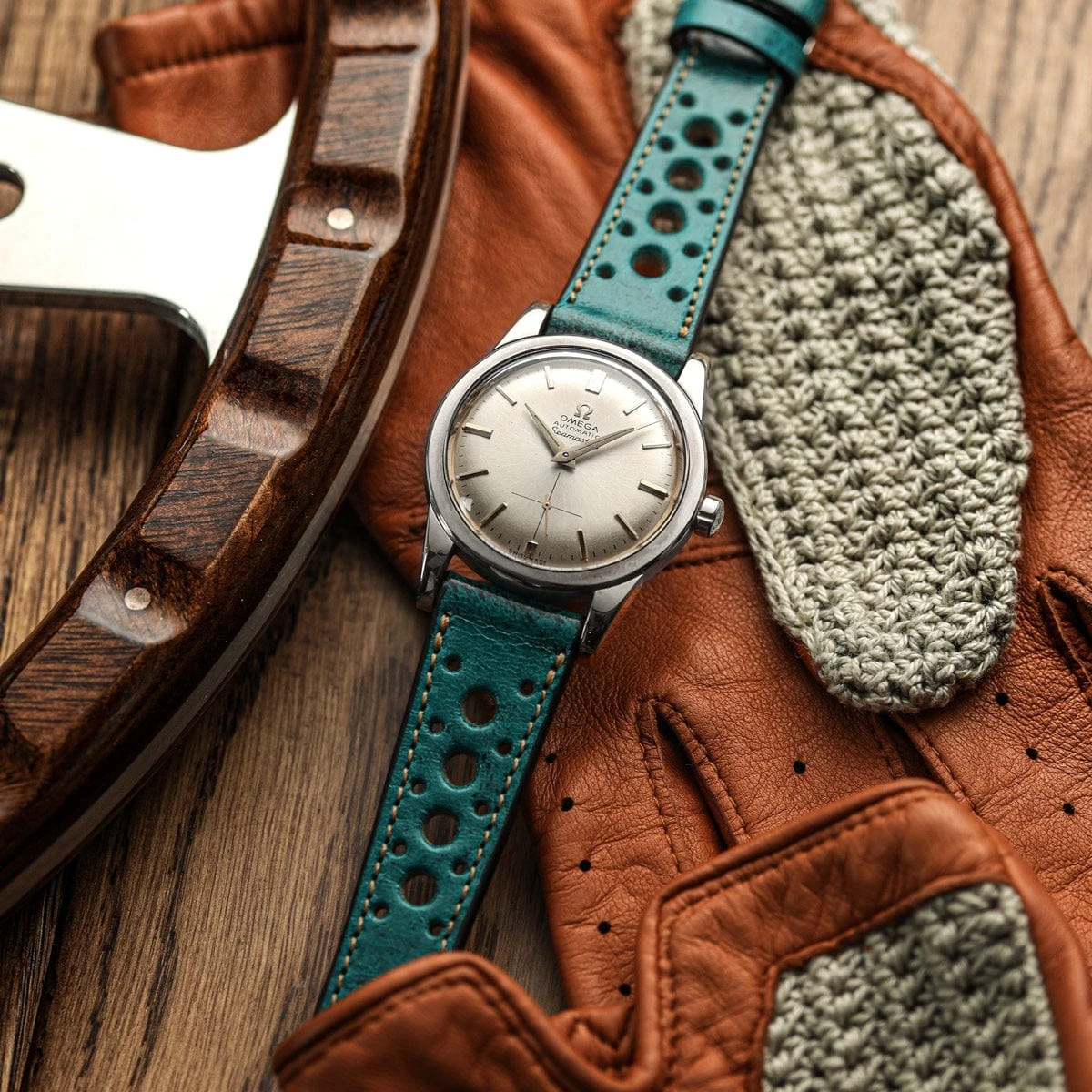 Radstock Racing Style Genuine Leather Watch Strap - Vintage Turquoise - Image 4
