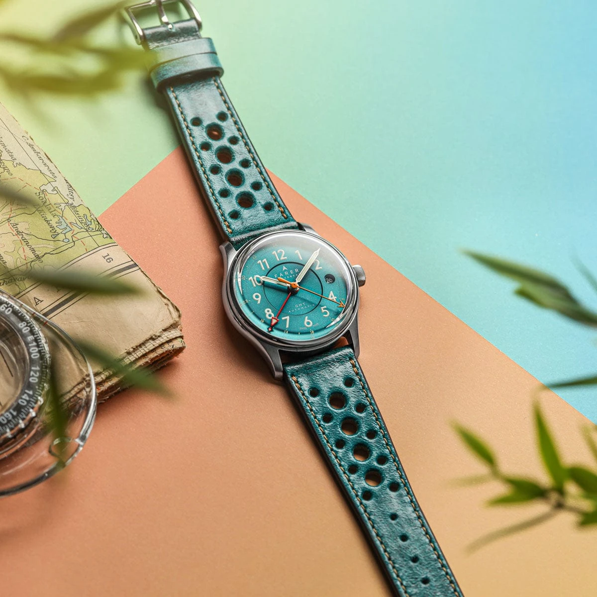 Radstock Racing Style Genuine Leather Watch Strap - Vintage Turquoise - Image 5