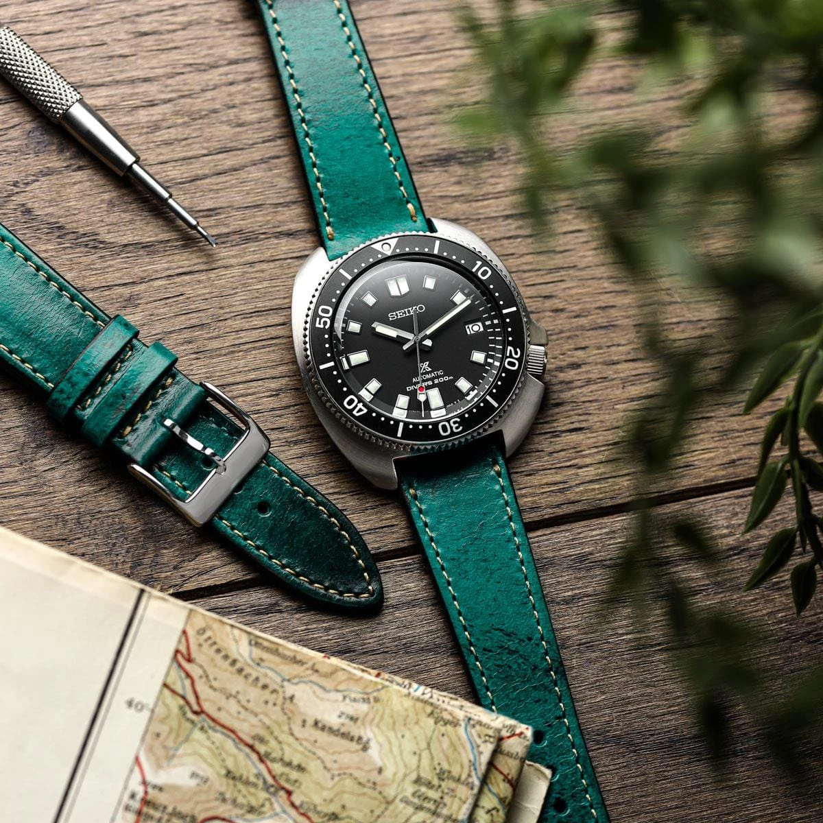 Radstock Vintage Genuine Leather Watch Strap - Vintage Turquoise - Image 3