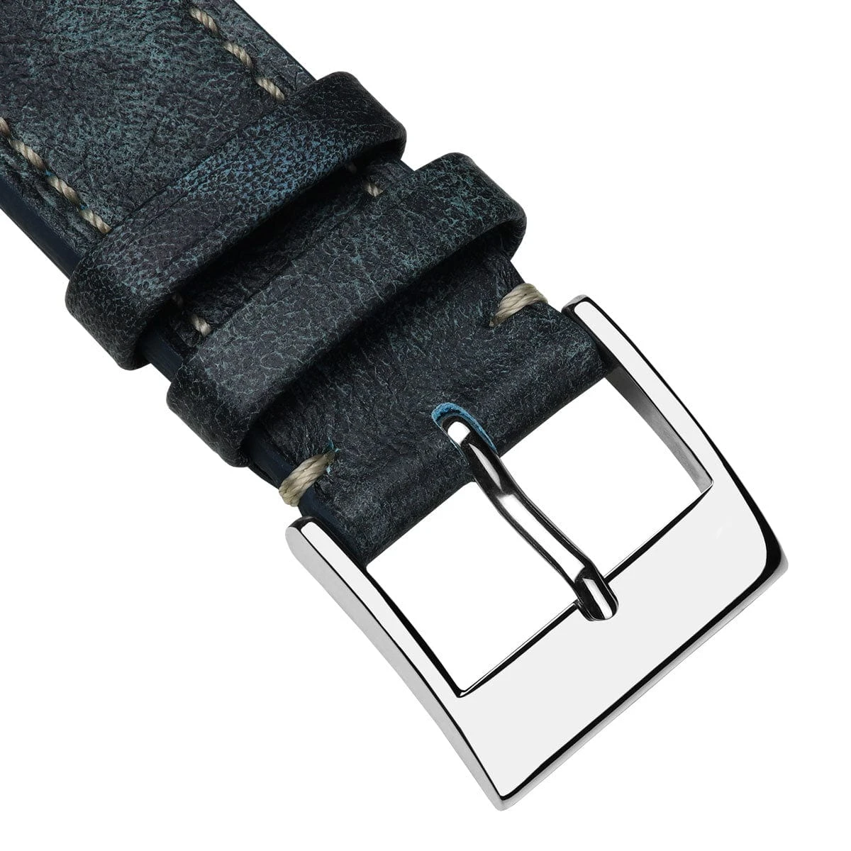 Rochefort Flat Patina Calf Leather Watch Strap - Blue Jeans - Image 17