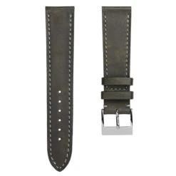 Rochefort Flat Patina Calf Leather Watch Strap - Grey