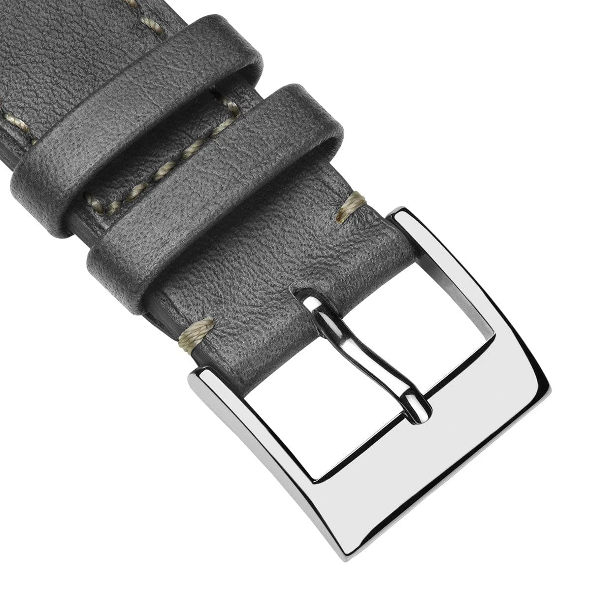 Rochefort Flat Patina Calf Leather Watch Strap - Platinum - Image 17