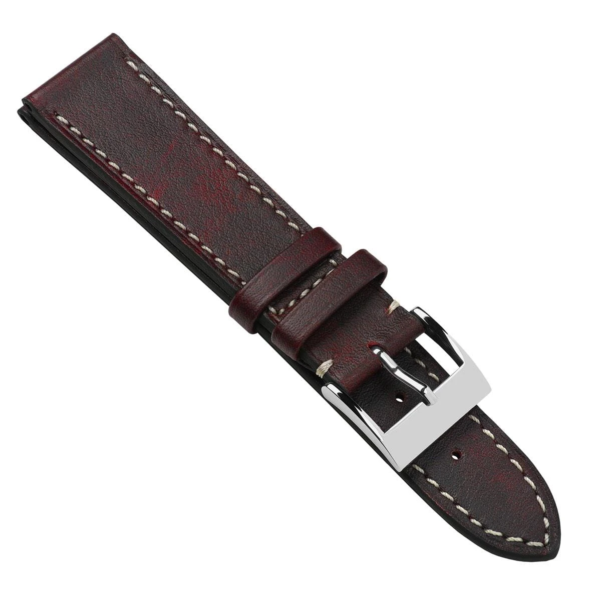 Rochefort Flat Patina Calf Leather Watch Strap - Plum - Image 5