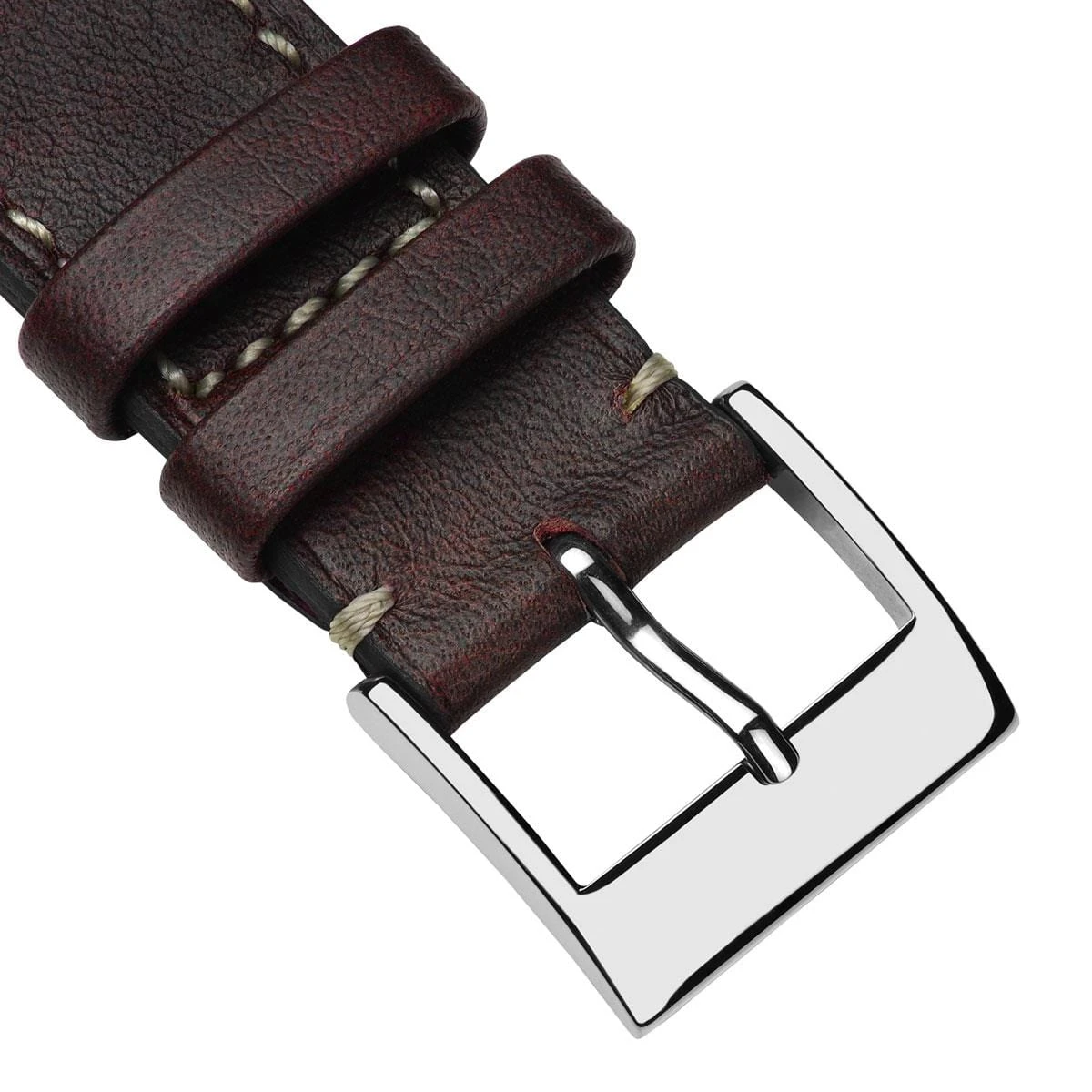 Rochefort Flat Patina Calf Leather Watch Strap - Plum - Image 8