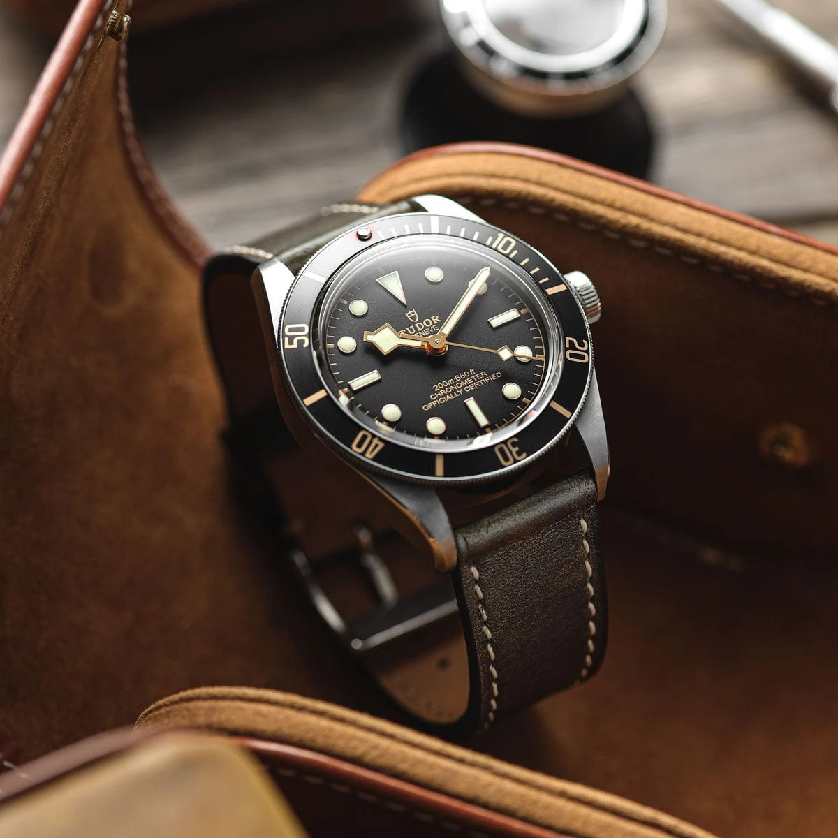 Rochefort Flat Patina Calf Leather Watch Strap - Plum - Image 2