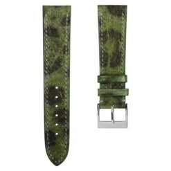 Sea Wolf Flat Leather Watch Strap - Ocean Green