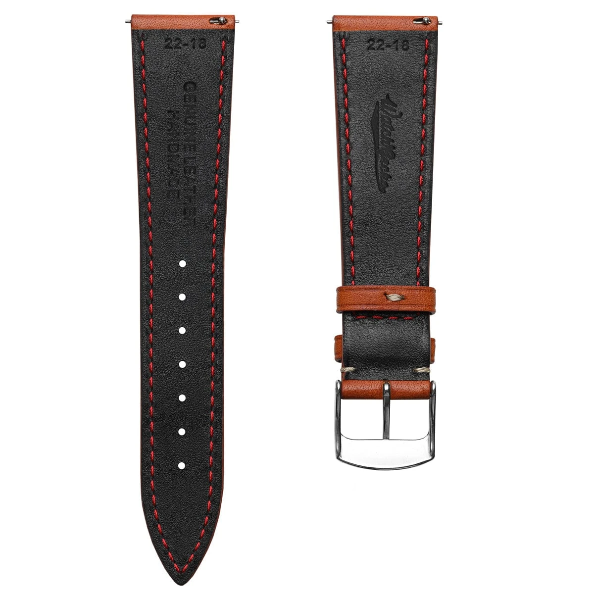 Stanton Badalassi Carlo Minerva Box Leather Padded Watch Strap - Coral - Image 4