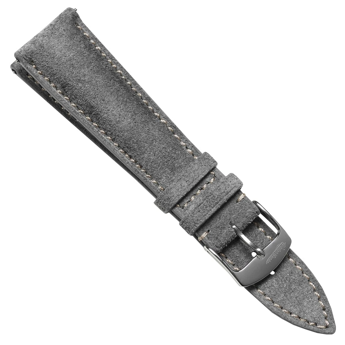 Stanton Conceria Opera Suede Padded Watch Strap - Light Grey - Image 4
