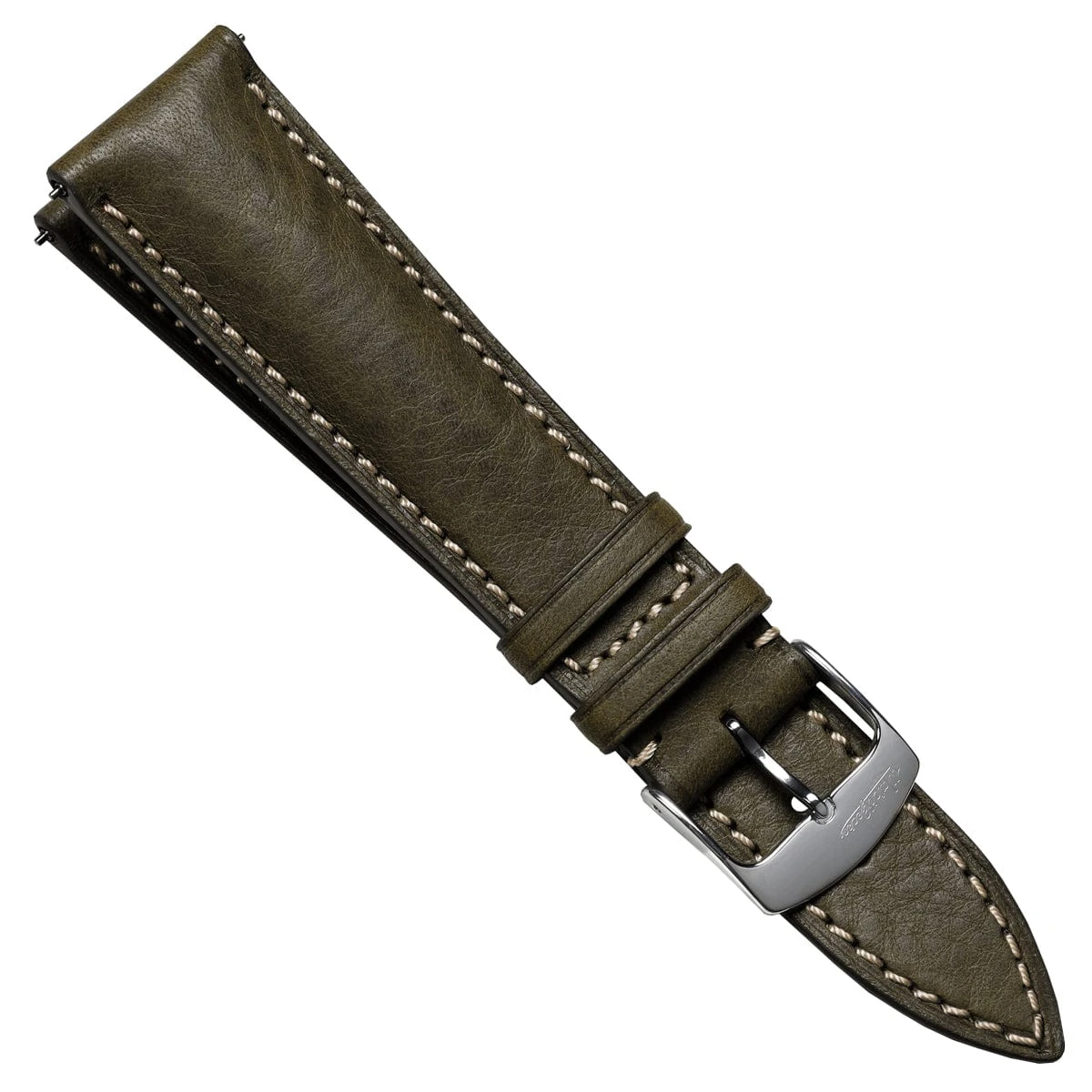 Stanton Badalassi Carlo Minerva Box Leather Padded Watch Strap - Olive Green - Image 3