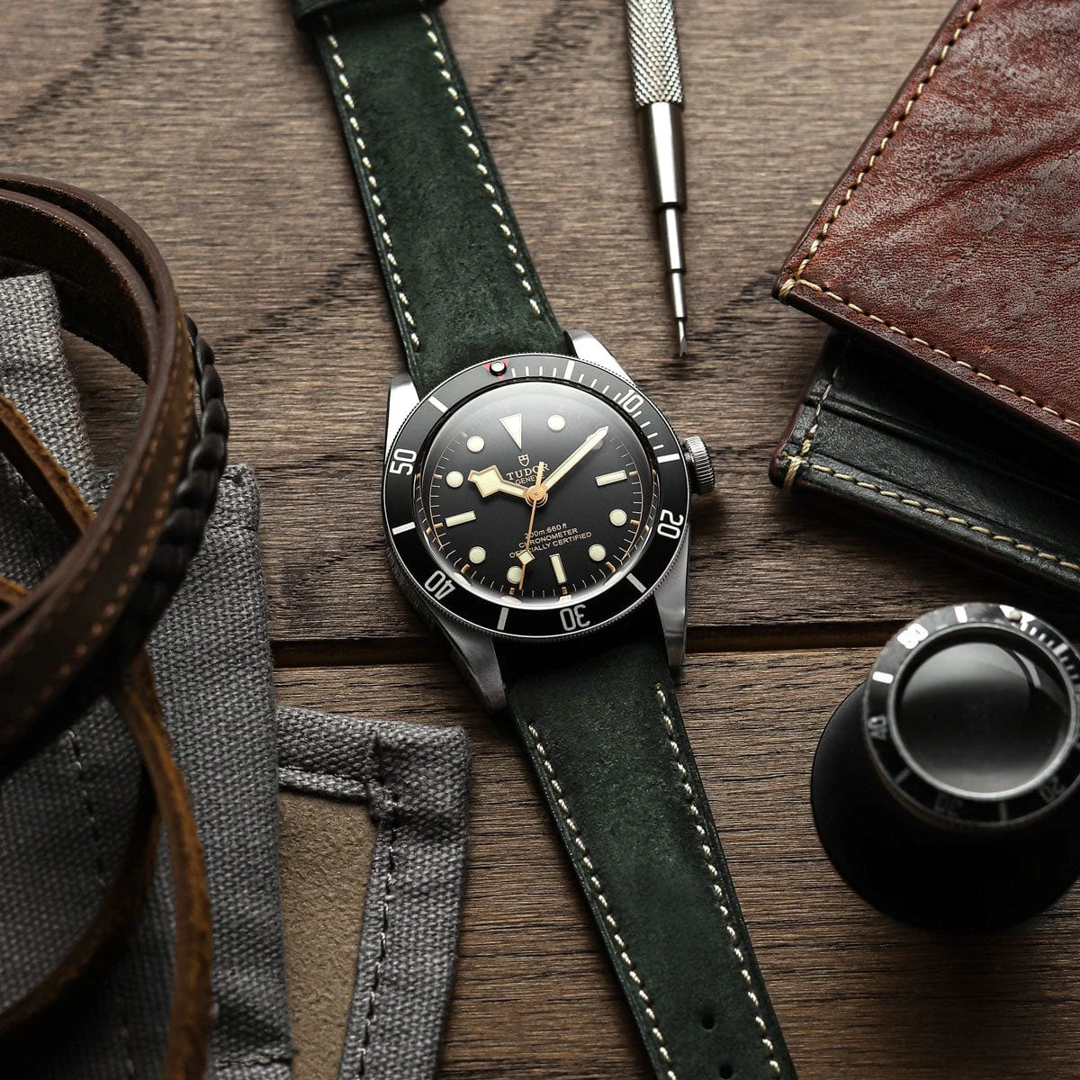 Stanton Conceria Opera Suede Padded Watch Strap - Taupe - Image 8