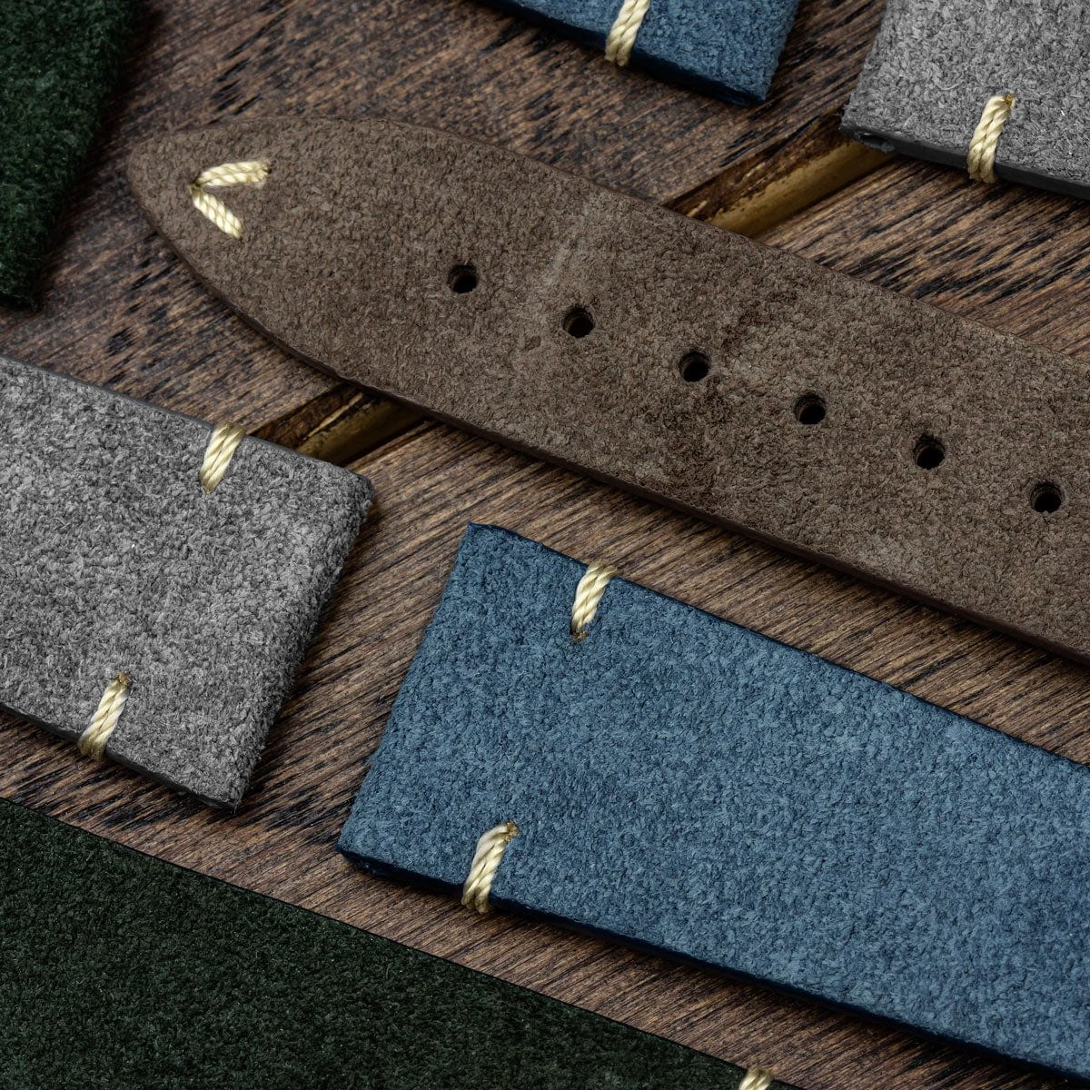 Stanway Vintage V-Stitch Conceria Opera Suede Dress Watch Strap - Brown - Image 10