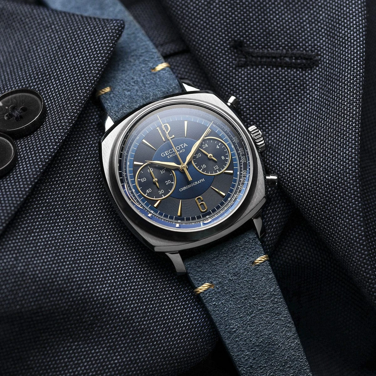 Stanway Vintage V-Stitch Conceria Opera Suede Dress Watch Strap - Brown - Image 13