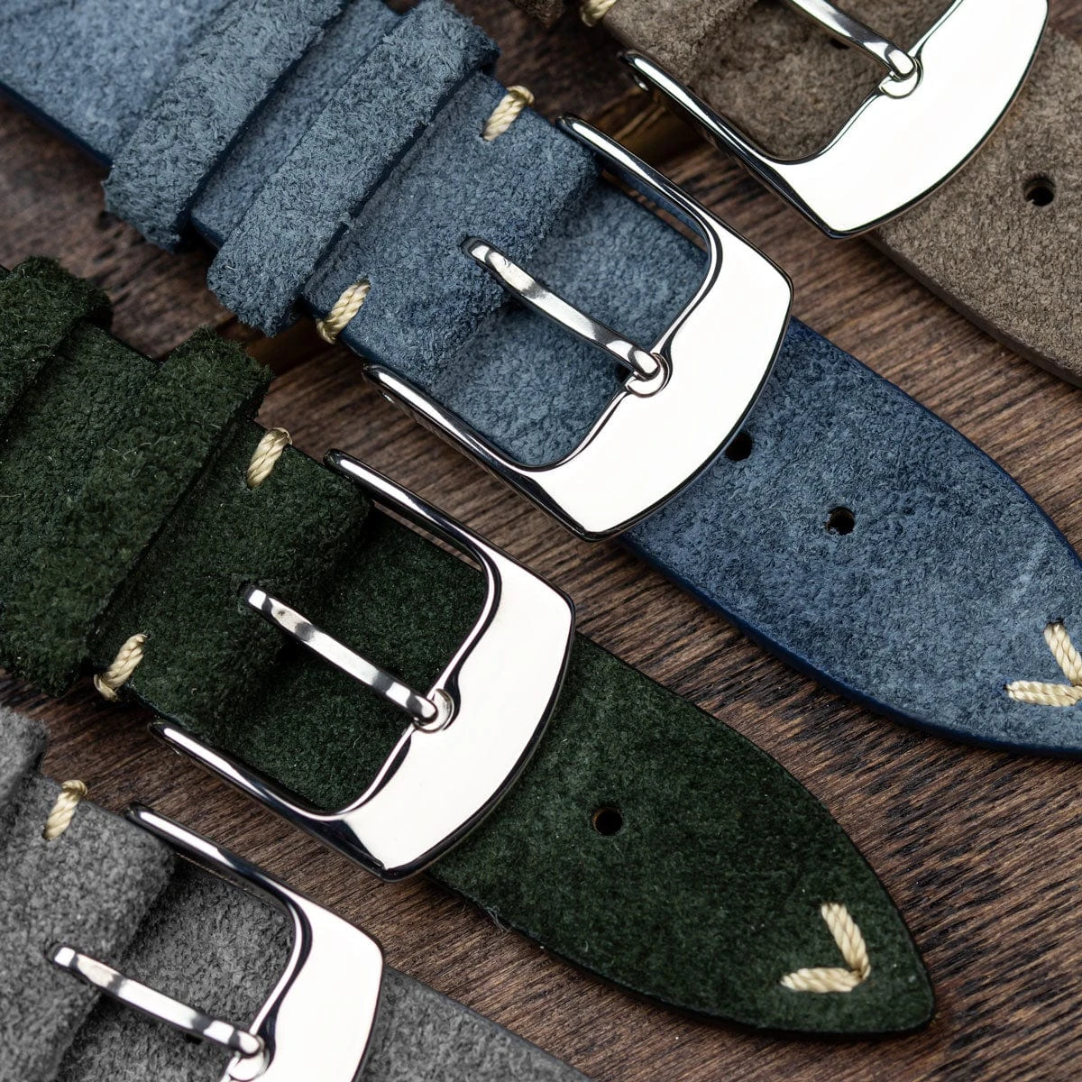 Stanway Vintage V-Stitch Conceria Opera Suede Dress Watch Strap - Brown - Image 12