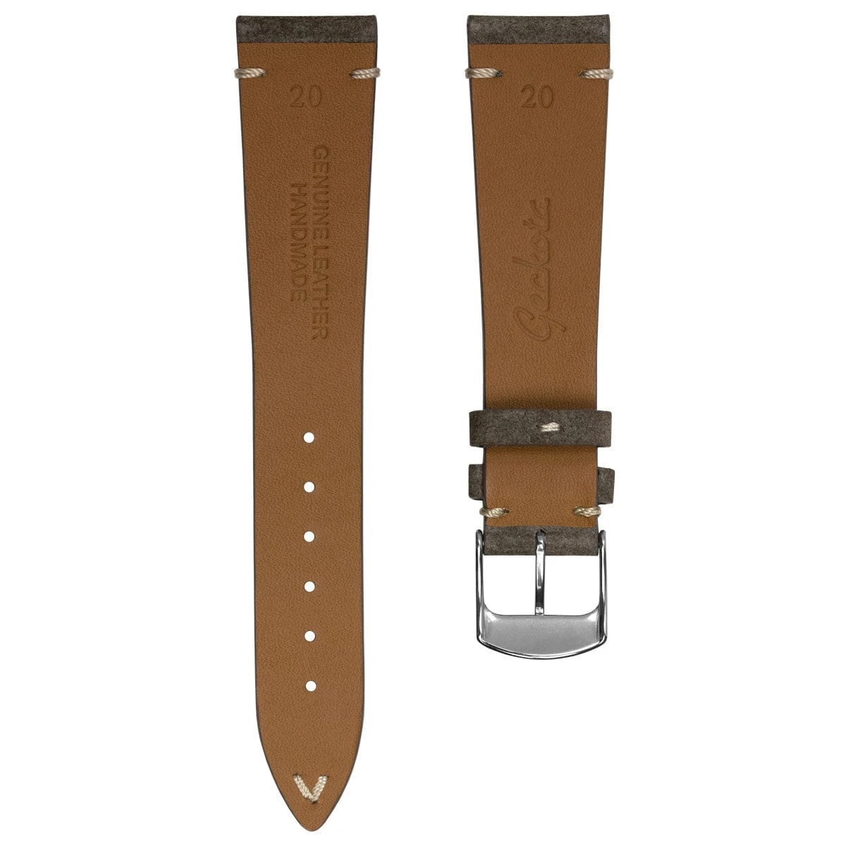 Stanway Vintage V-Stitch Conceria Opera Suede Dress Watch Strap - Brown - Image 6