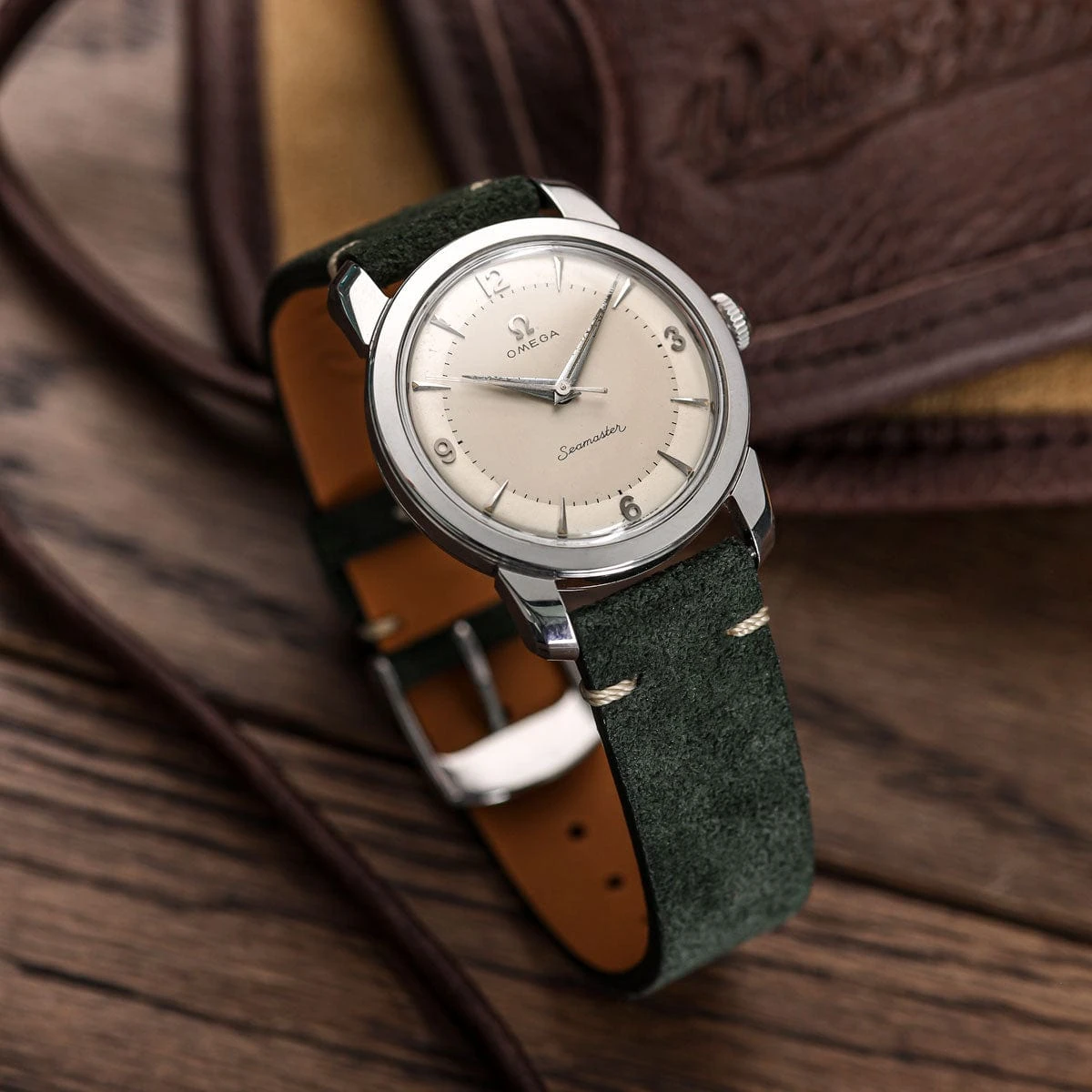 Stanway Vintage V-Stitch Conceria Opera Suede Dress Watch Strap - Brown - Image 15