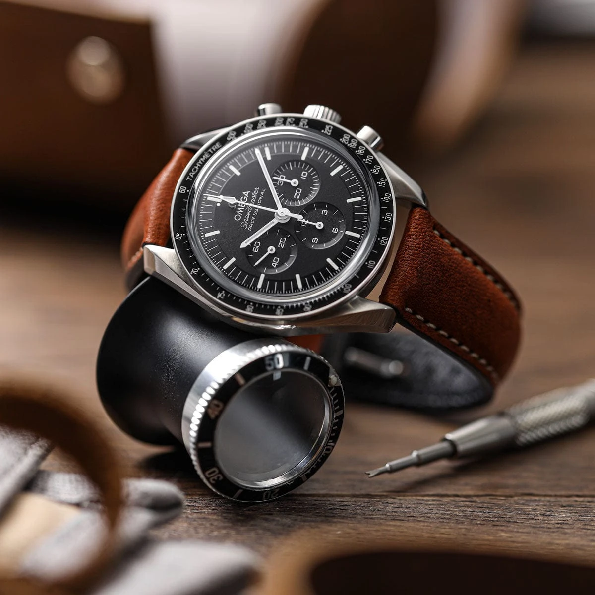 Original Vintage Highley Genuine Leather Watch Strap - Reddish Brown - Image 3