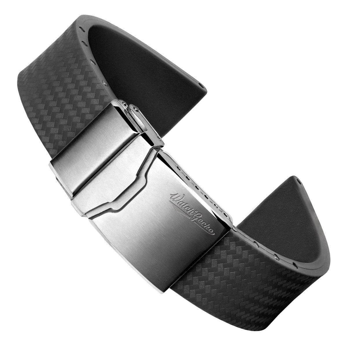 WatchGecko 400 (MKII) Italian Rubber Divers Watch Strap - Anthracite - Brushed Buckle