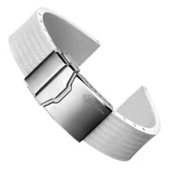 WatchGecko 400 (MKII) Italian Rubber Divers Watch Strap - White - Brushed Buckle