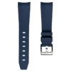 WatchGecko Curved Ends Blue Rubber Watch Strap - Brushed Buckle
