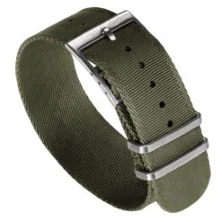 WatchGecko Signature Single Pass Military Nylon Watch Strap - Olive Green