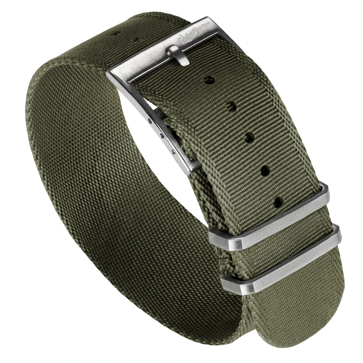 WatchGecko Signature Single Pass Military Nylon Watch Strap - Olive Green
