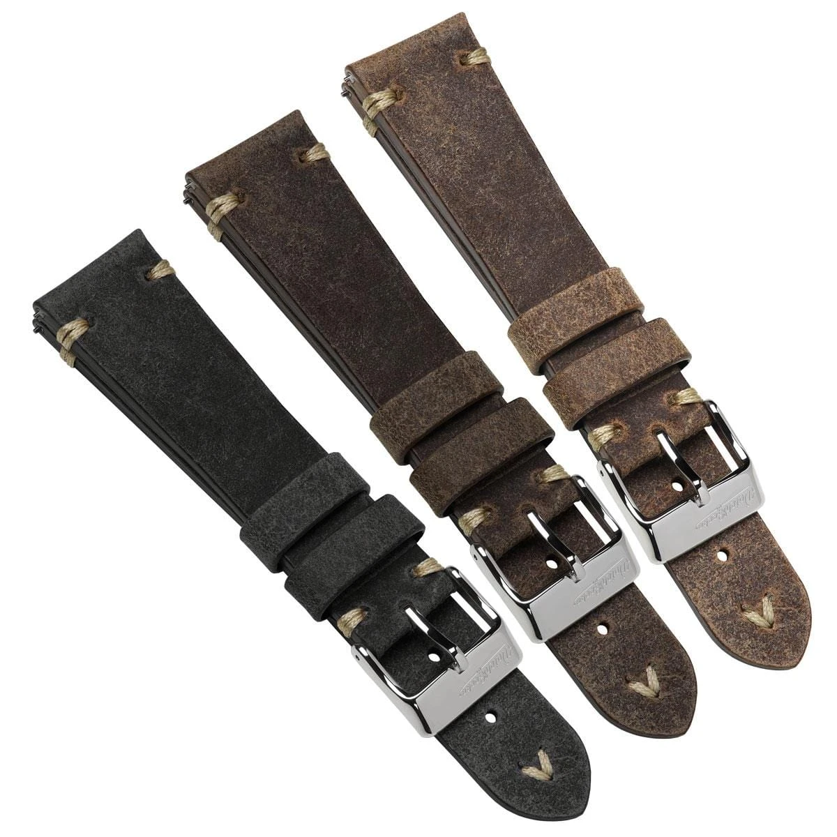 Simple Handmade Distressed Leather Watch Strap - Charcoal - Image 9