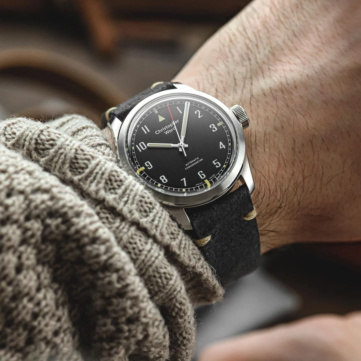 Simple Handmade Distressed Leather Watch Strap - Charcoal - Image 5