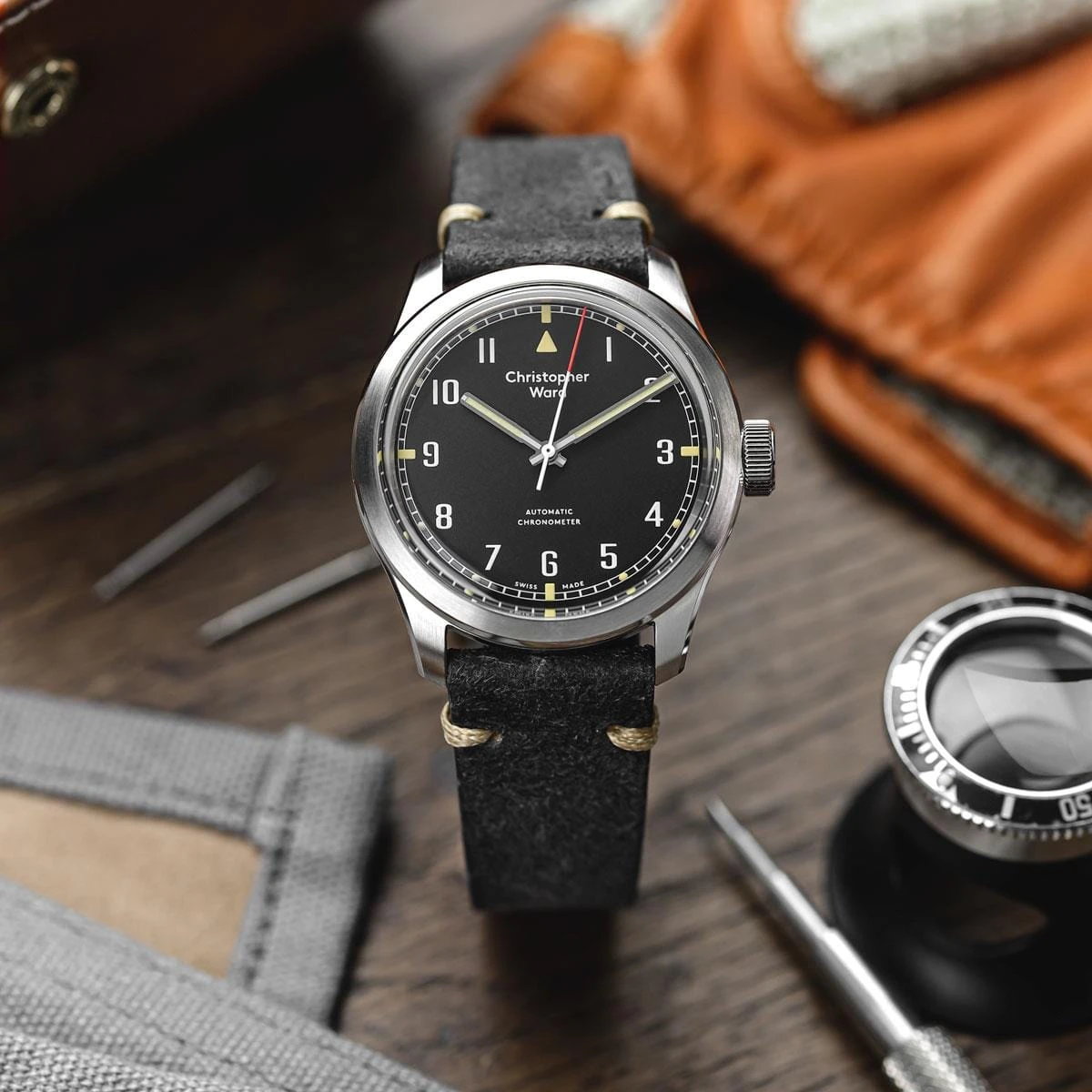 Simple Handmade Distressed Leather Watch Strap - Charcoal - Image 6