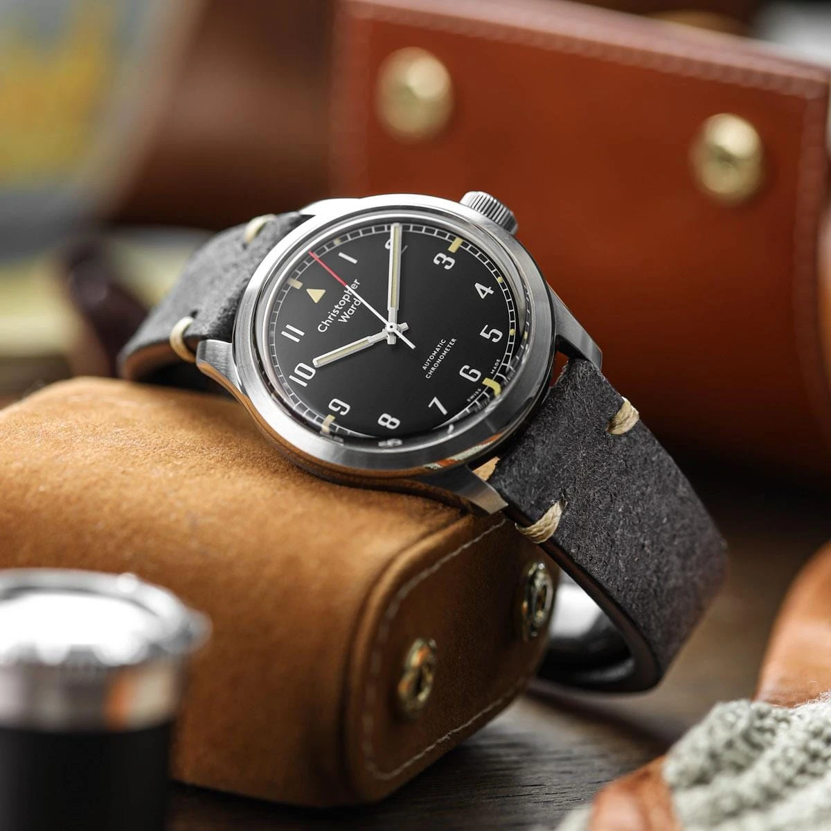 Simple Handmade Distressed Leather Watch Strap - Charcoal - Image 2