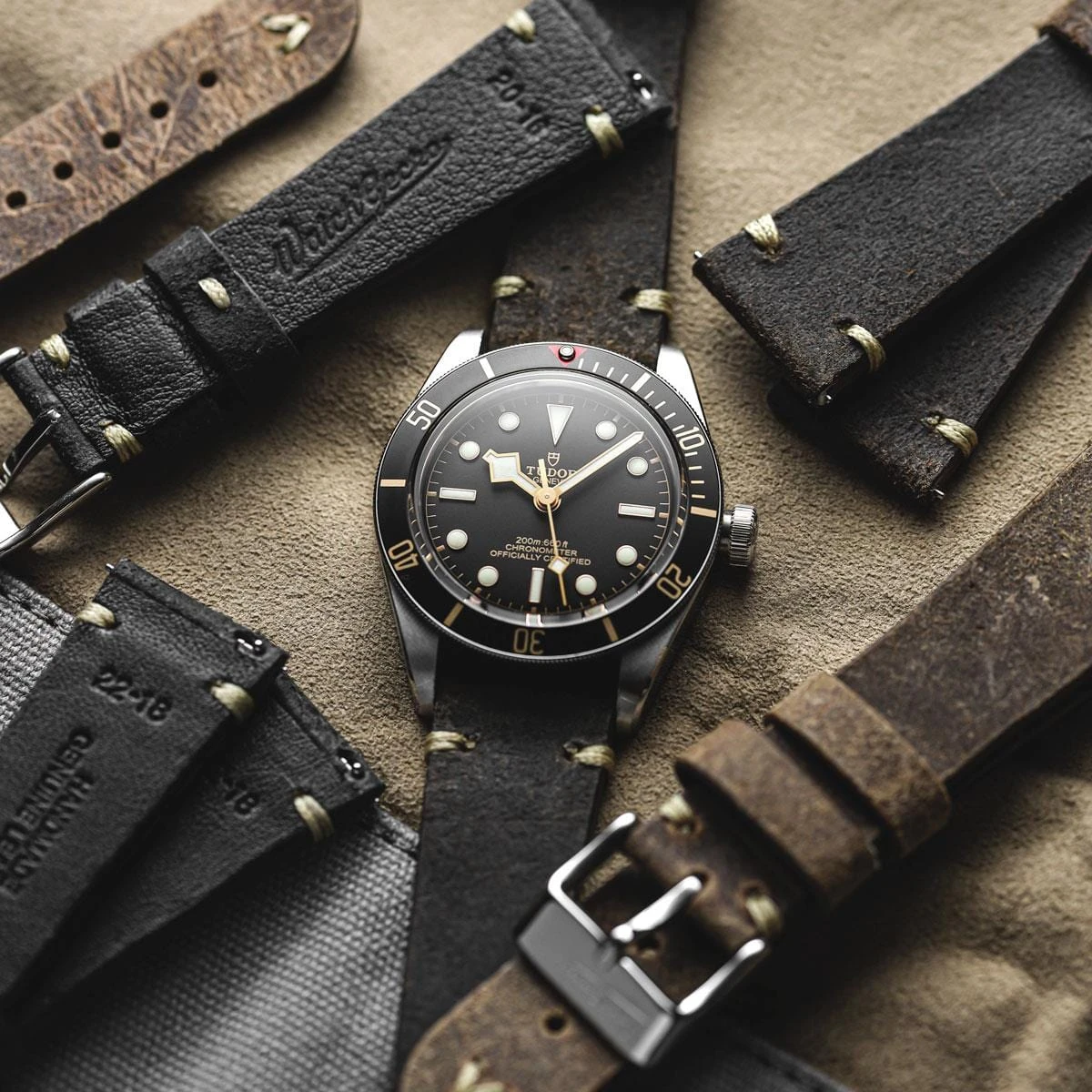 Simple Handmade Distressed Leather Watch Strap - Charcoal - Image 7