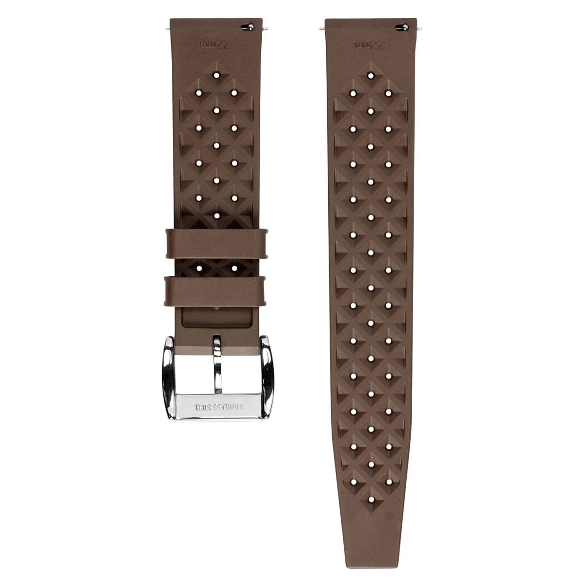 WatchGecko Vintage Tropical Style FKM Rubber Watch Strap - Brown - Image 9