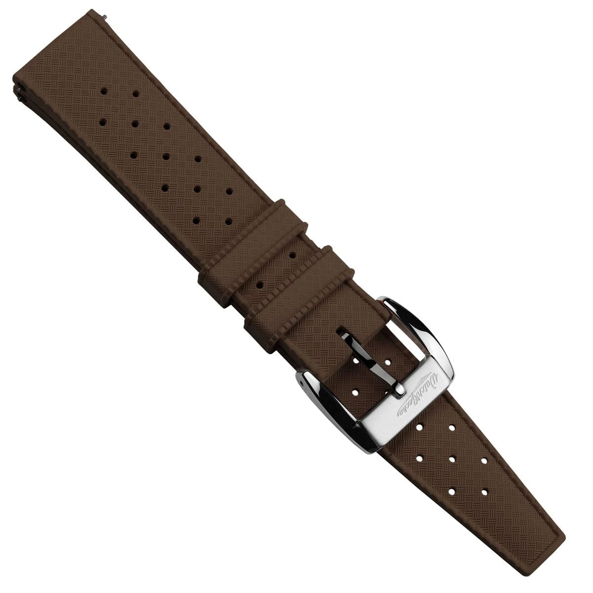 WatchGecko Vintage Tropical Style FKM Rubber Watch Strap - Brown - Image 12